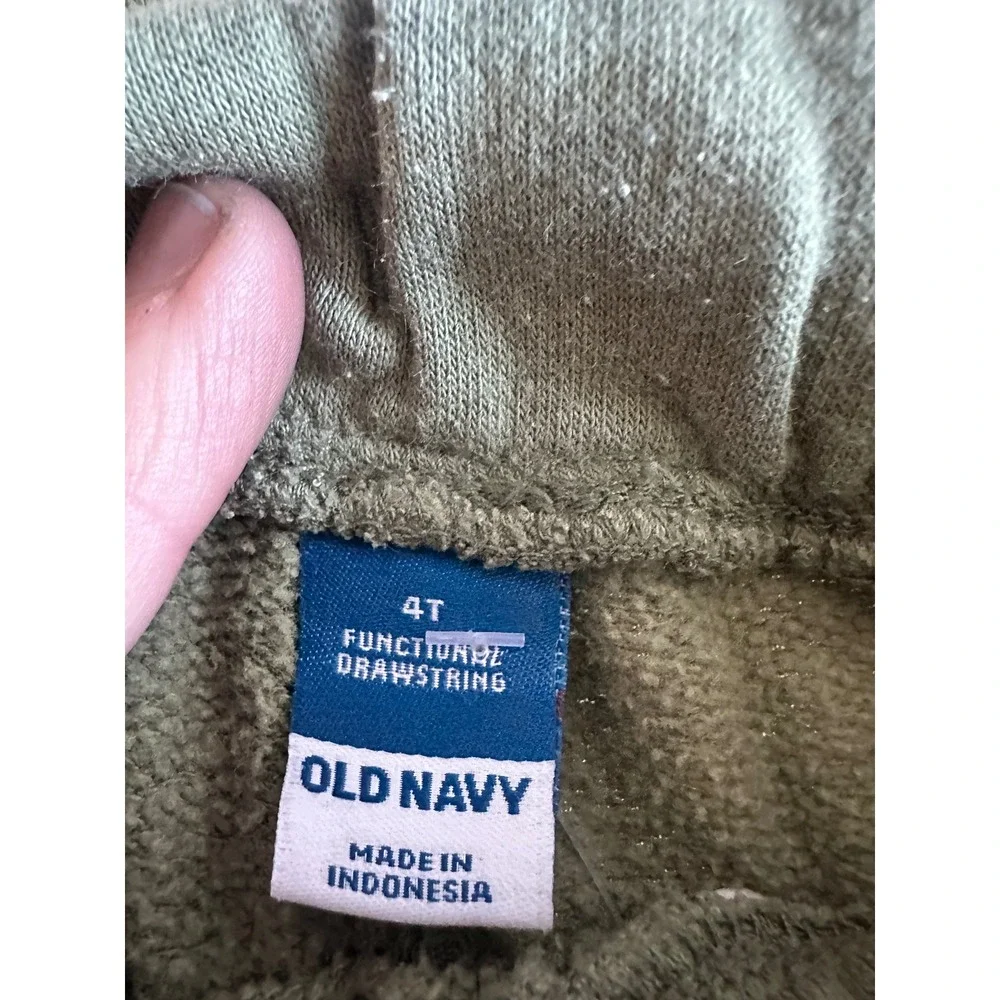 Old Navy Jogger Sweatpants Kids 4T 3-Pack Green Gray Fleece Drawstring Lot